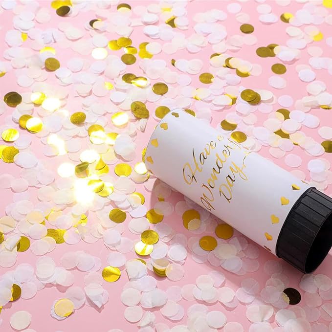 White Confetti Cannon, 6 Pack Mini Party Poppers Shooters Party Confetti Cannon Biodegradable Confetti for Wedding Kids Birthday Wedding Party Supplies