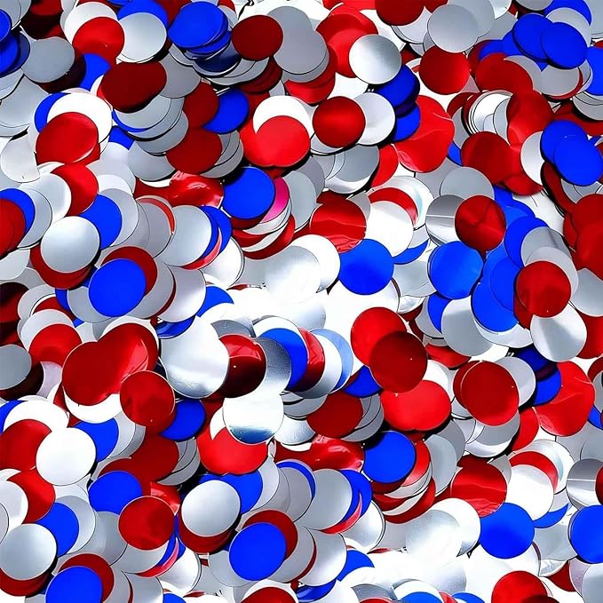 Red White and Blue Round Foil Metallic Confetti for Fill Balloons, Wedding, Birthday, Christmas Party, Festival Decoration(8000PCS)