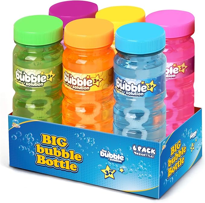 SpringFlower 6 Pcs Bubble Bottles with Wand,Bubbles Party Favors for Kids,Summer Toys, Blow Bubbles Solution Novelty Toy, Party Favors, Birthday Party Supplies, Outdoor & Indoor Activity,4oz,6 Colors