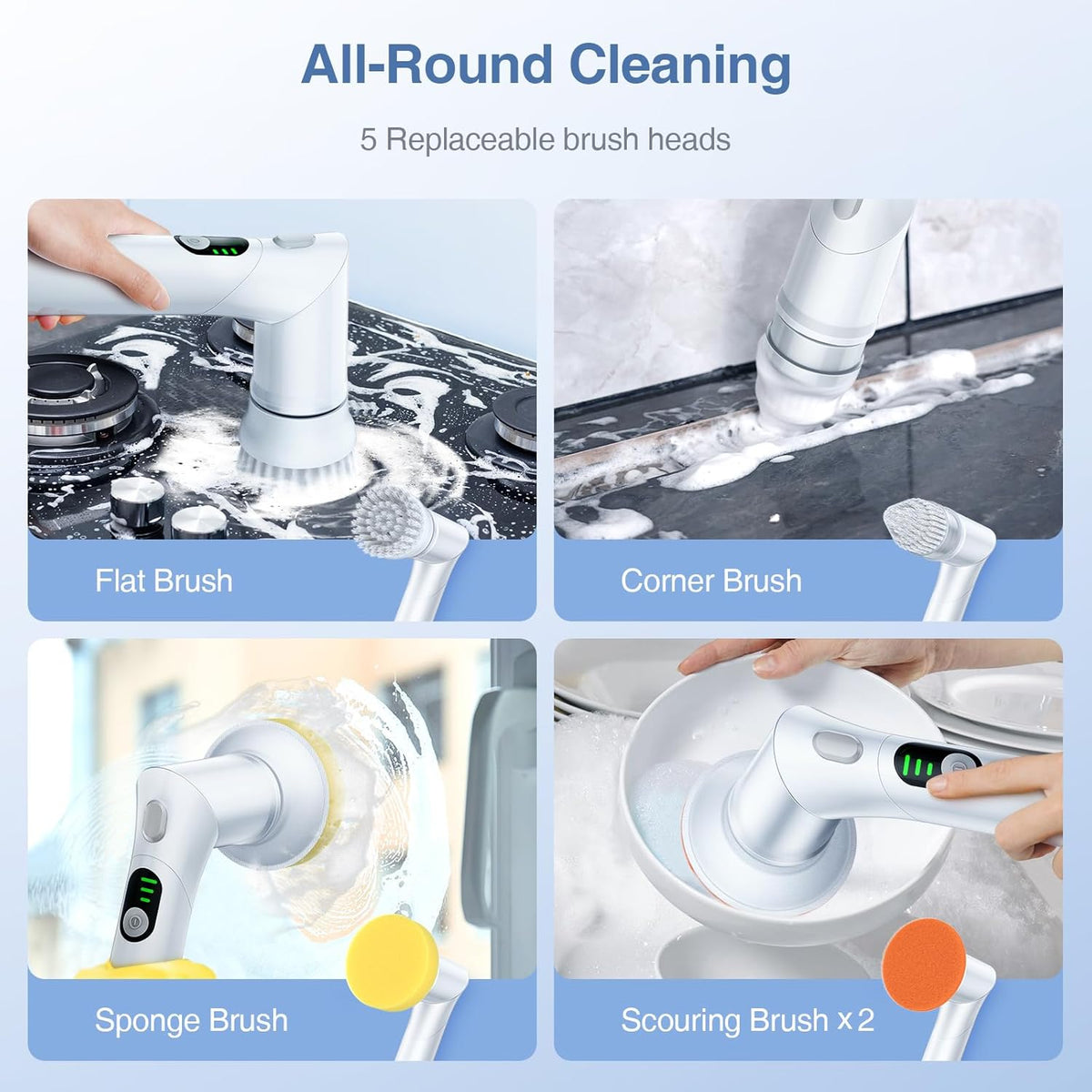 Labigo Electric Spin Scrubber LA5 Mini, Bathroom Scrubber Shower Scrubber for Cleaning Tub Tile Floor Window Kitchen Sink