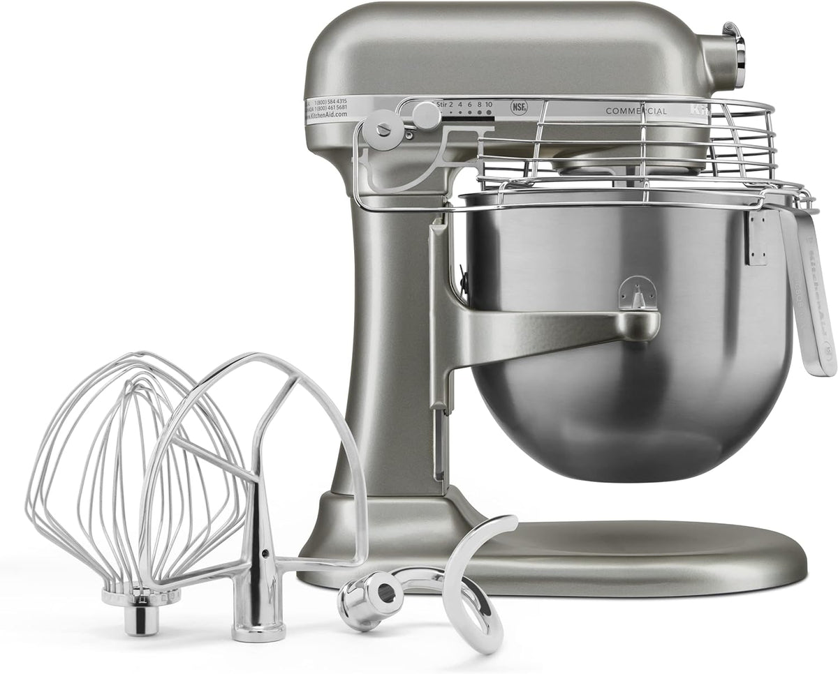 KitchenAid KSMC895CU 8-Quart Commercial Countertop Mixer with Bowl Guard, 10-Speed, Gear-Driven, Contour Silver
