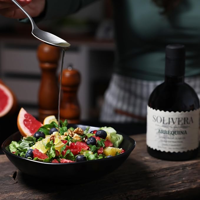 Solivera Arbequina Extra Virgin Olive Oil Cold Pressed, 300+ Polyphenols Rich, Single-Origin Organic Olive Oil, Delicately Fruity