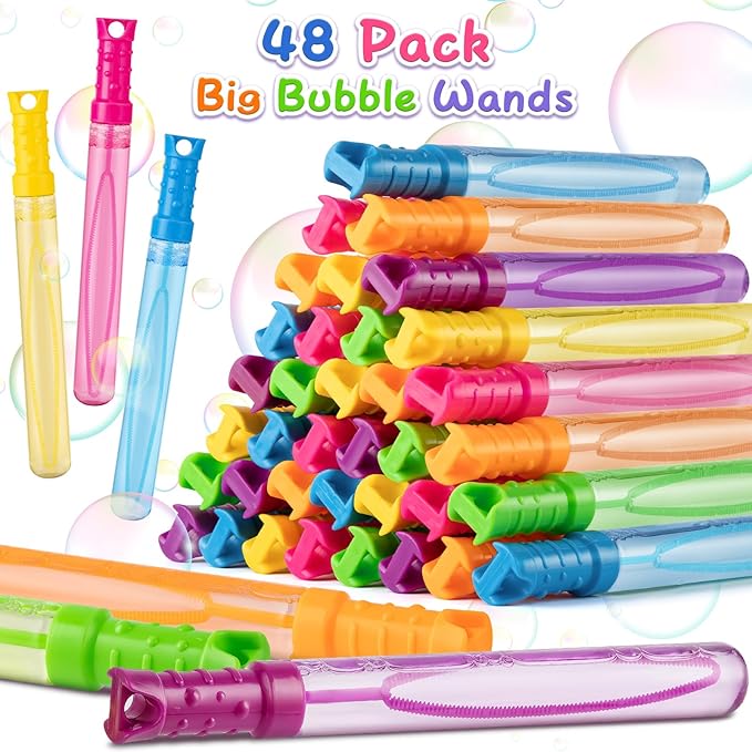 36 Pack Big Bubble Wands Bulk in 6 Colors, Ideal for Easter, Summer, Halloween, Valentine, School Classroom Prizes