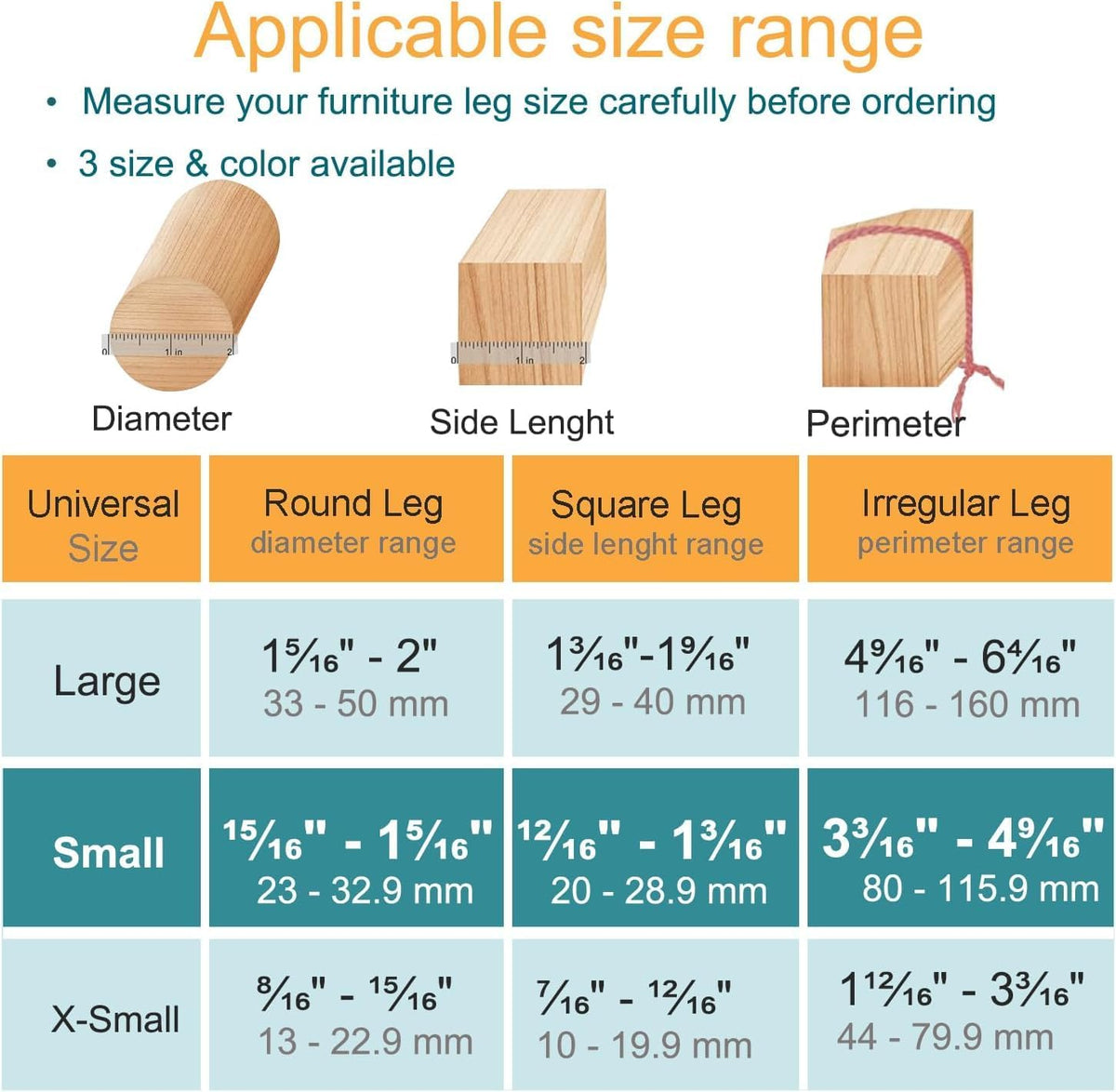 32 Pcs Chair Leg Protectors for Hardwood Floors, Silicone Felt Furniture Leg Cover Pad for Protecting Floors from Scratches and Noise, Smooth Moving, Small(Fit Round Diameter：5/16" to 1-5/16")