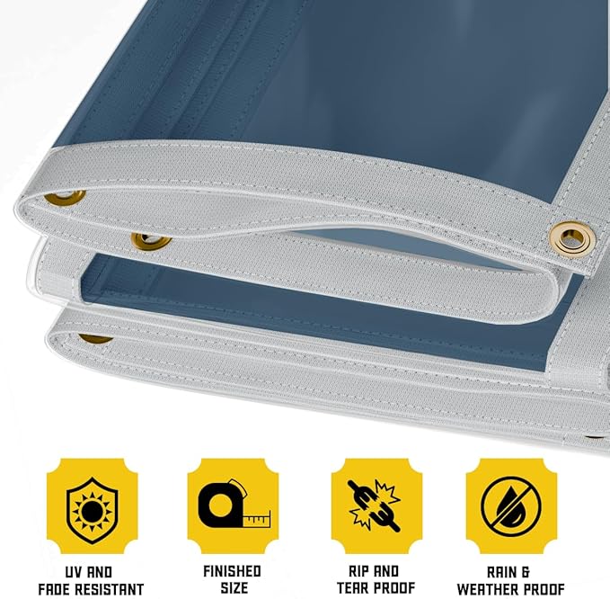 Core Tarps 20 Mil Extreme Heavy Duty Clear Tarp with Gromments - 8x16ft Super Clear Tarps Heavy Duty Waterproof Vinyl Tarpaulin, Transparent Tarp for Outdoor, Camping & Construction, Clear Blue