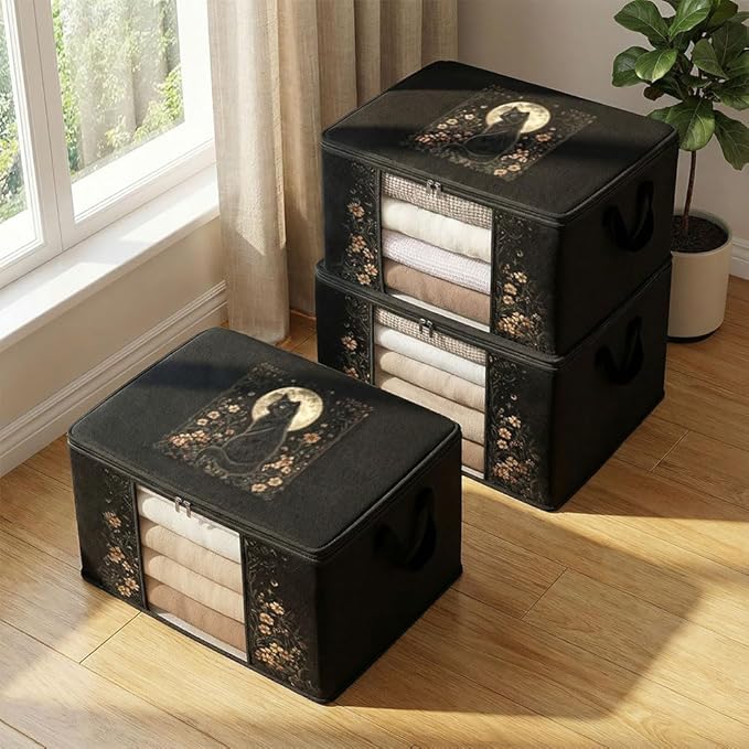 3pcs comforter blanket clothes sheet towel sweater pillow plush underbed storage,linen closet organization containers for bedroom,clear window storage tote bag,extra large portable moving boxes