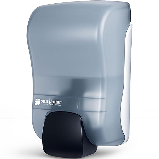 San Jamar Rely Plastic Manual Soap Dispenser, Hand Sanitizer Dispenser With Universal Compatibility For Home, Bathroom, Kitchen, Restooms, Restaurants, 900 Ml, Blue