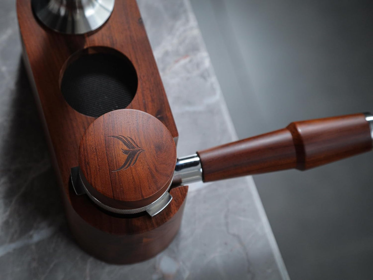 Espresso Distribution Tool 58.5mm Wooden Coffee Distributor Adjustable Depth Stainless Steel Espresso Leveler Premium Espresso Machine Accessories