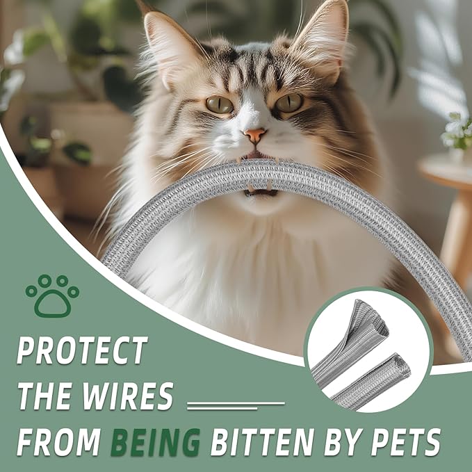 Split Wire Loom Tubing, Cable Protector Sleeve, Braided Cable Management for TV/Computer/Home Theater/Engine Bay, Cord Protectors from Pets No Chew (Grey, 1/2"-10ft)