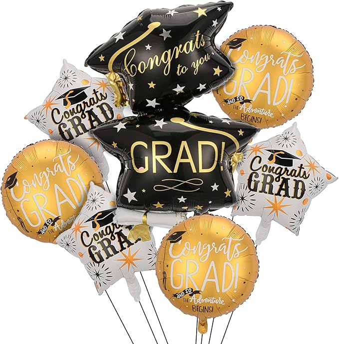 7Pcs Congrats Grad Balloons Set Graduation Hat Balloon Class of 2026 Graduation Party Decorations for College High School Grad Party 2026