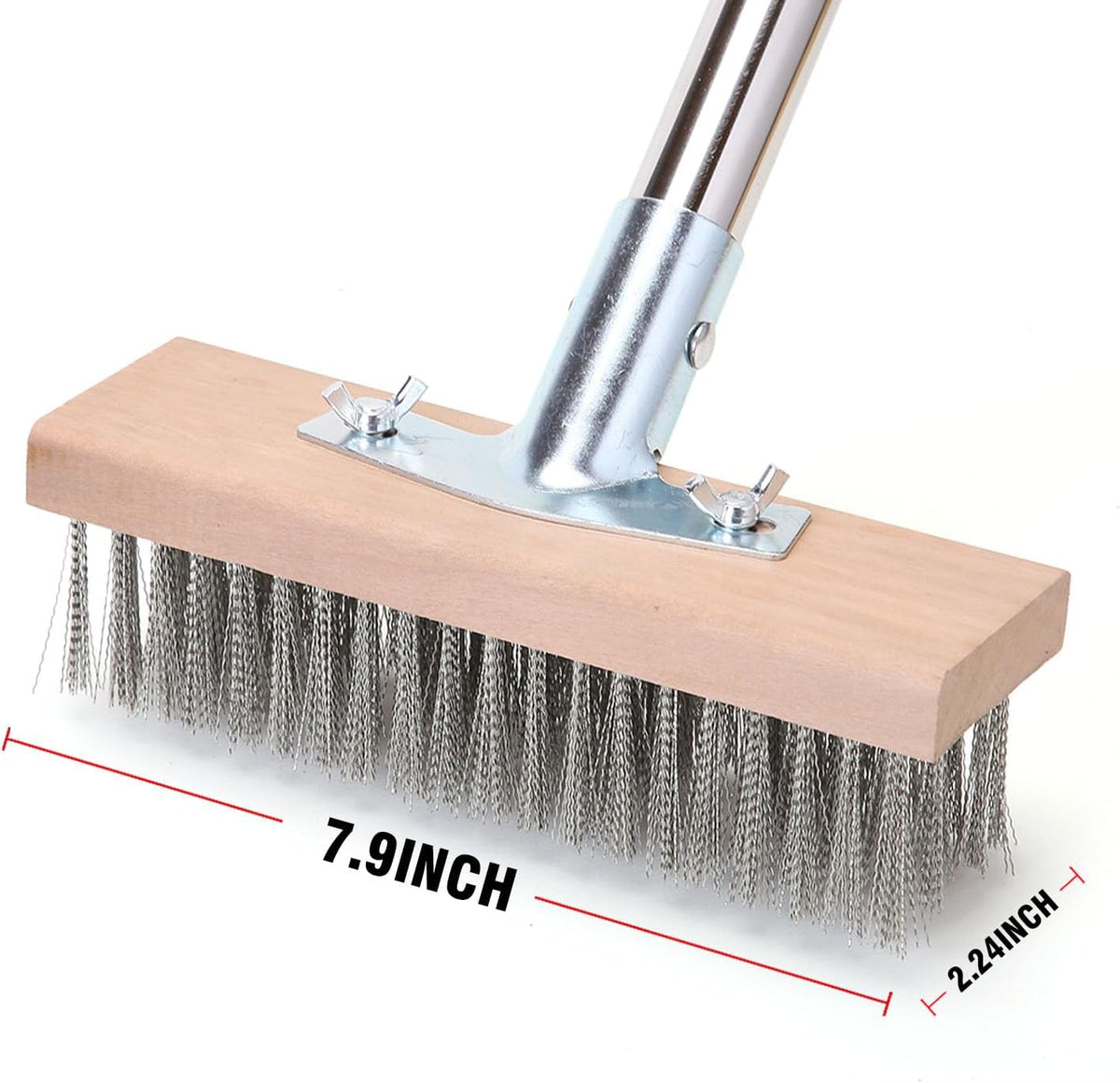 MAXMAN Floor Scrubber,Deck Brush,Stainless Steel Floor Scrub Brush with Long Handle, 63" Heavy Duty Outdoor Push Broom, Moss Remover, Scratch Brush for Scrubbing Concrete, Patio, Garden, Garage