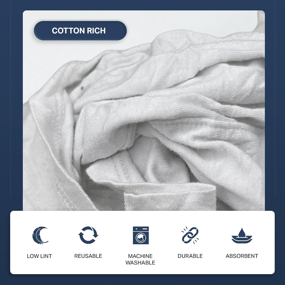 Angel-in-Armor White T-Shirt Rags – 5lb Box of Recycled Cotton Knit Shop Rags – Low Lint Cleaning Cloths for Mechanics, Oil Changes, Industrial and Commercial Use