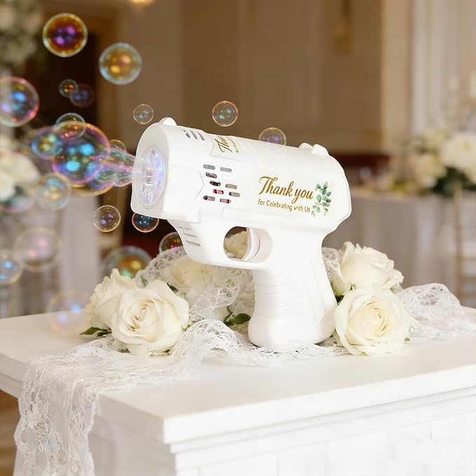 24 Pack Wedding Bubbles Machine Party Set, Automatic Bubble Guns with Bubble Concentrate, Suitable for All Types of Parties and Events (Without Battery)