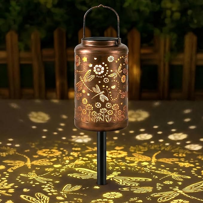 Dragonfly Solar Lanterns Outdoor Waterproof,Birthday Gifts for Women Mom Grandma,Decorative Hanging Garden Decor for Yard, Patio, Backyard, Porch