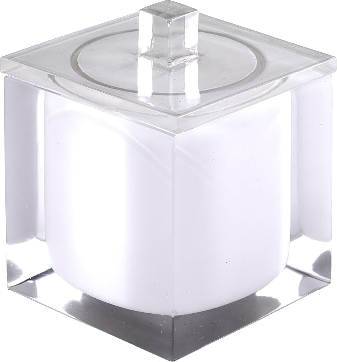 Izod - Covered Jar, Multipurpose Countertop Accessories, Durable Resin Organizer, Dorm Room Essentials, Sleek Modern Home Decor (Marina Collection, White)