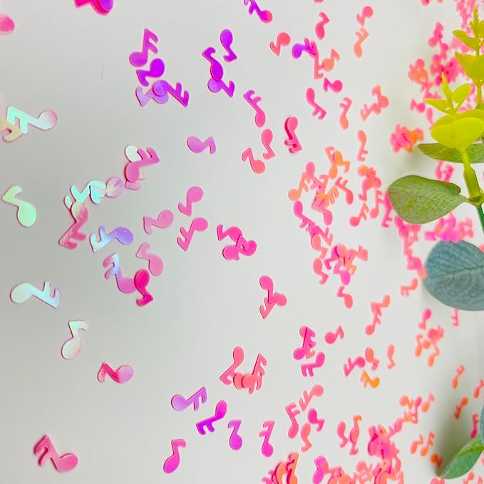 3000Pcs Music Confetti PVC Music Note Musical Confetti for Music Party Recital Reception Baby Shower Wedding and Birthday Party Decoration (Pink)