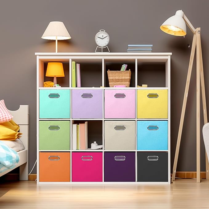 ShellKingdom Storage Bins, Foldable Fabric Storage Cubes And Cloth Storage Organizer Drawer with Metal Handle For Closet And Toys Storage, 11 X 10.5 X 10.5 INCH, 6 Pack (Pink)