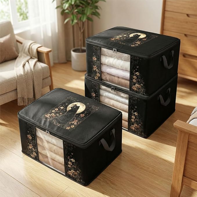 3pcs comforter blanket clothes sheet towel sweater pillow plush underbed storage,linen closet organization containers for bedroom,clear window storage tote bag,extra large portable moving boxes