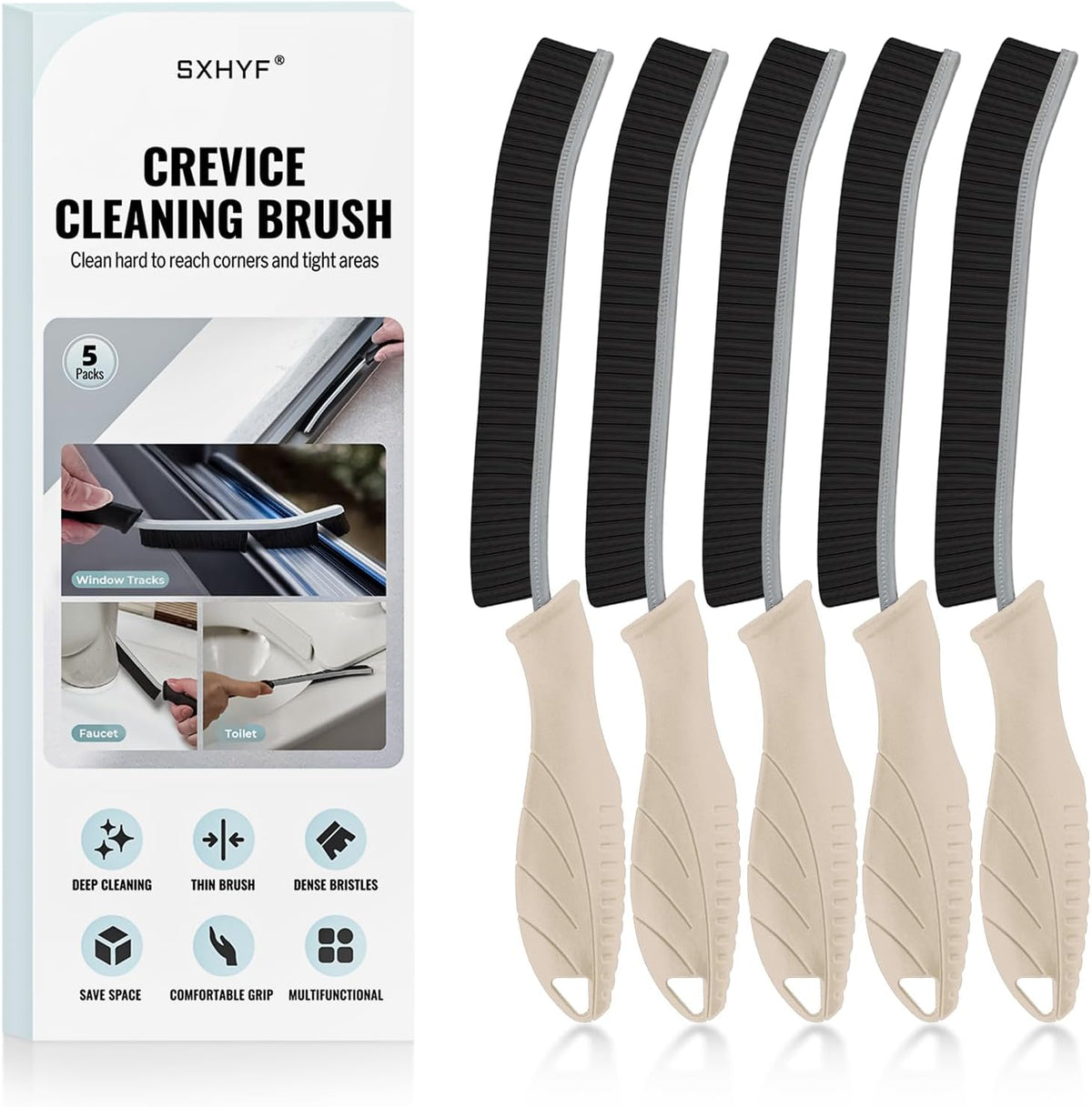 SXhyf Crevice Cleaning Brush - Grout Scrub Brush, House Cleaning Supplies, Gap Cleaning Tools, Home Essentials, Gifts for Women Men, Hard Bristle Crevice Cleaner Brush for Household Use, Bathroom
