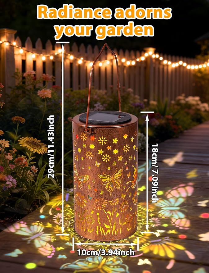 Colorful Butterfly Solar Lanterns Outdoor Waterproof, Birthday Gifts for Women Mom Grandma, Hanging Butterfly Solar Lights, Metal Lanterns Decorative Outdoor for Yard, Patio, Porch, Garden