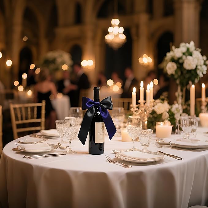 Two Tone Satin Ribbon 1-1/2 Inch, 30 Yards Black & Navy Blue Double Faced Ribbon for Gift Wrapping, Bouquet, Bows, Night Party, Formal Events & DIY Crafts
