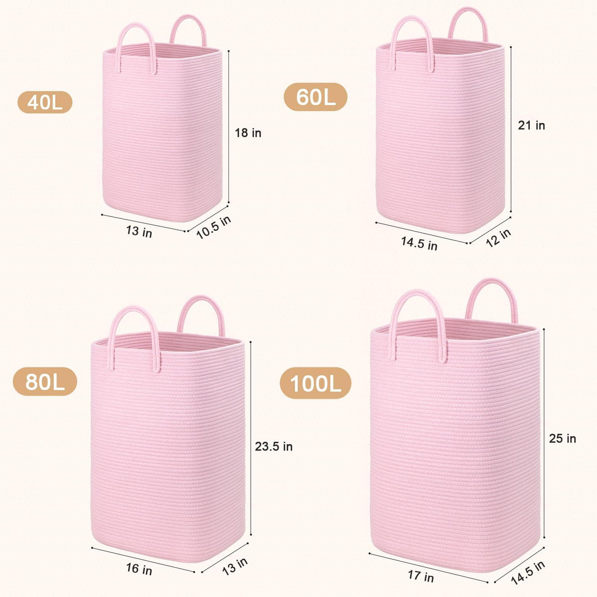 Laundry Basket,Woven Cotton Rope Laundry Hamper,60L Versatile Storage for Dirty Clothes,Baby Toys,and Blankets in Bathroom, Nursery,and Living Room
