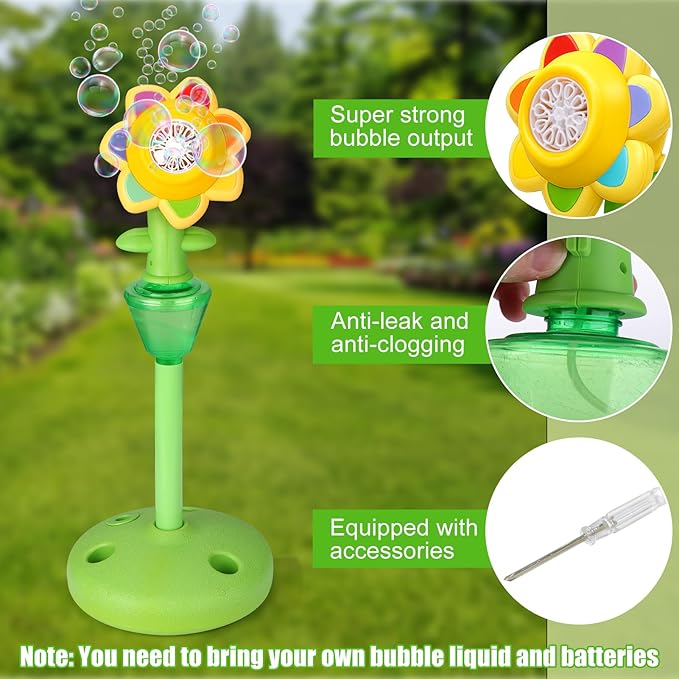Palksky Bubble Machine for Kids Toddlers, Flower Bubble Maker with Lights for Parties, Rechargeable Automatic Bubbles Blower Machine for Outdoor Wedding Birthday Party