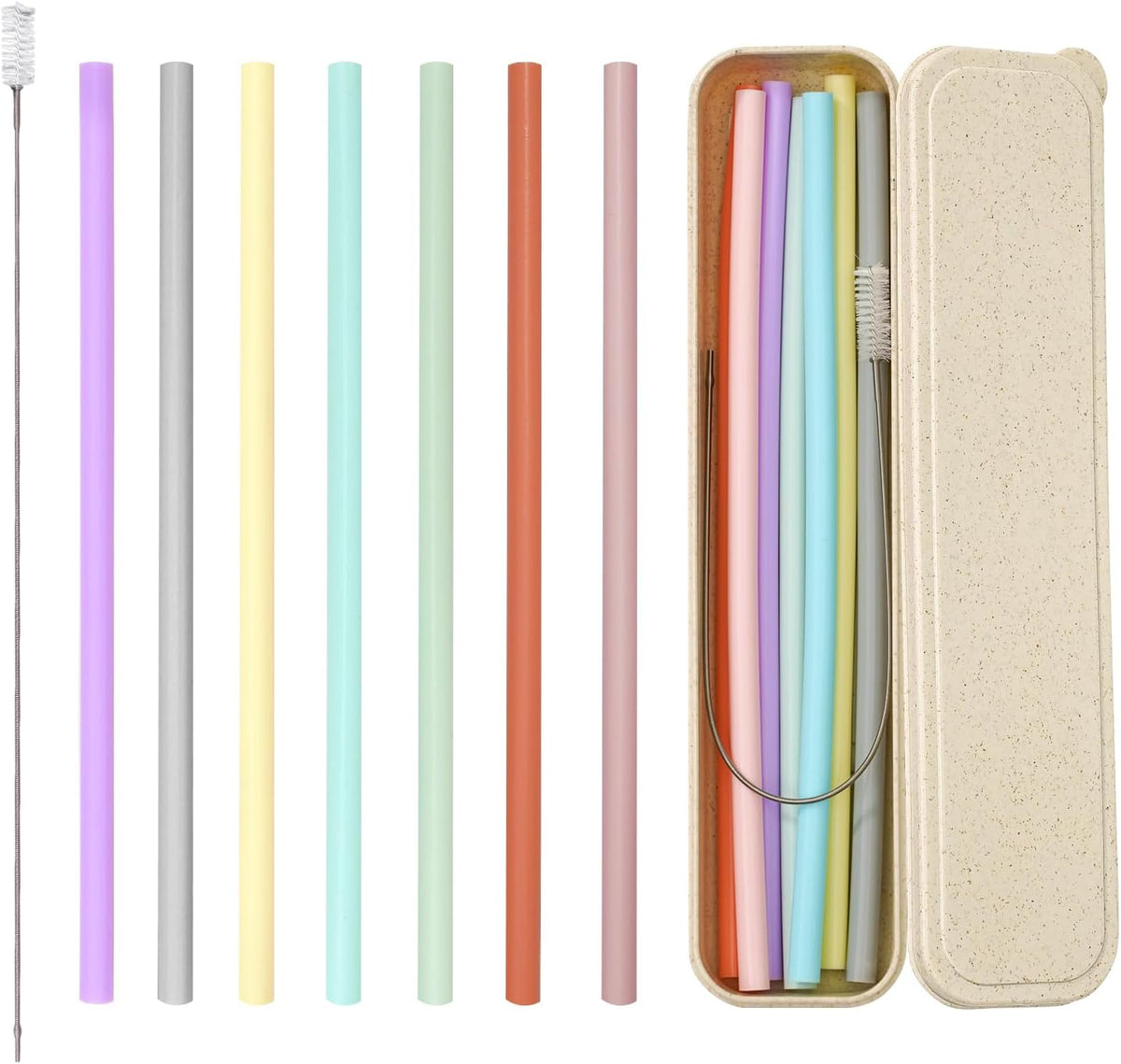Reusable Straw with Case - Dishwasher Safe ECO-Friendly BPA Free Travel Straws with Case, 9 Inch Extra Long