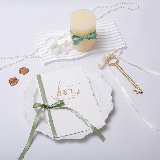 QIANF Sage Green Double Face Satin Ribbon 3/8 Inch x 45 Yards Moss Green Cream Fabric Ribbon for Gift Wrapping, Flower Bouquets, Bows Making, Wedding Decoration, Invitations, Christmas (3 Rolls *15Yd)