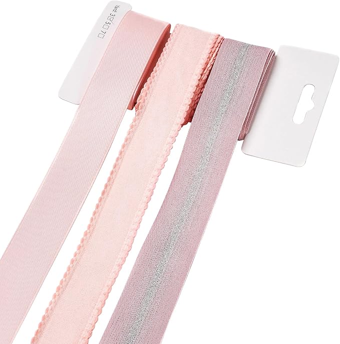 BEEFLYING 3 Styles Pink Wire Edged Ribbons for Gift Wrapping Decoration 25~28mm×2.7m Stripe Ribbons Satin Ribbons for Wedding Party Decoration Hair Bows Flower Designs Sewing and Craft, 9 Yards