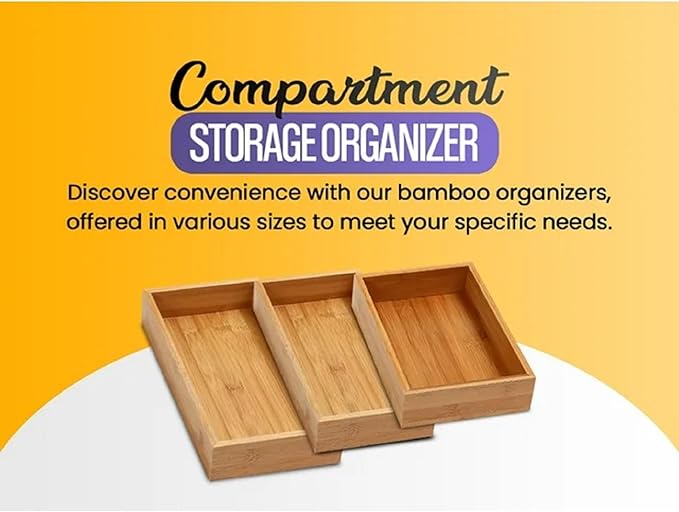 YBM HOME Bamboo Drawer Organizer Storage Box for Kitchen Drawer, Junk Drawer, Office, Bedroom, Children Room, Craft, Sewing, and Bathroom, 6 Pack 6x9x2 inch