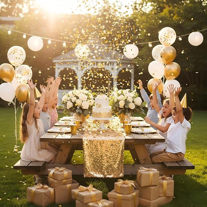 Gold Metallic Foil Confetti(0.59 inch) Round Dots Glitter Table Confetti for Party Wedding Decorations,2.11 OZ per pack