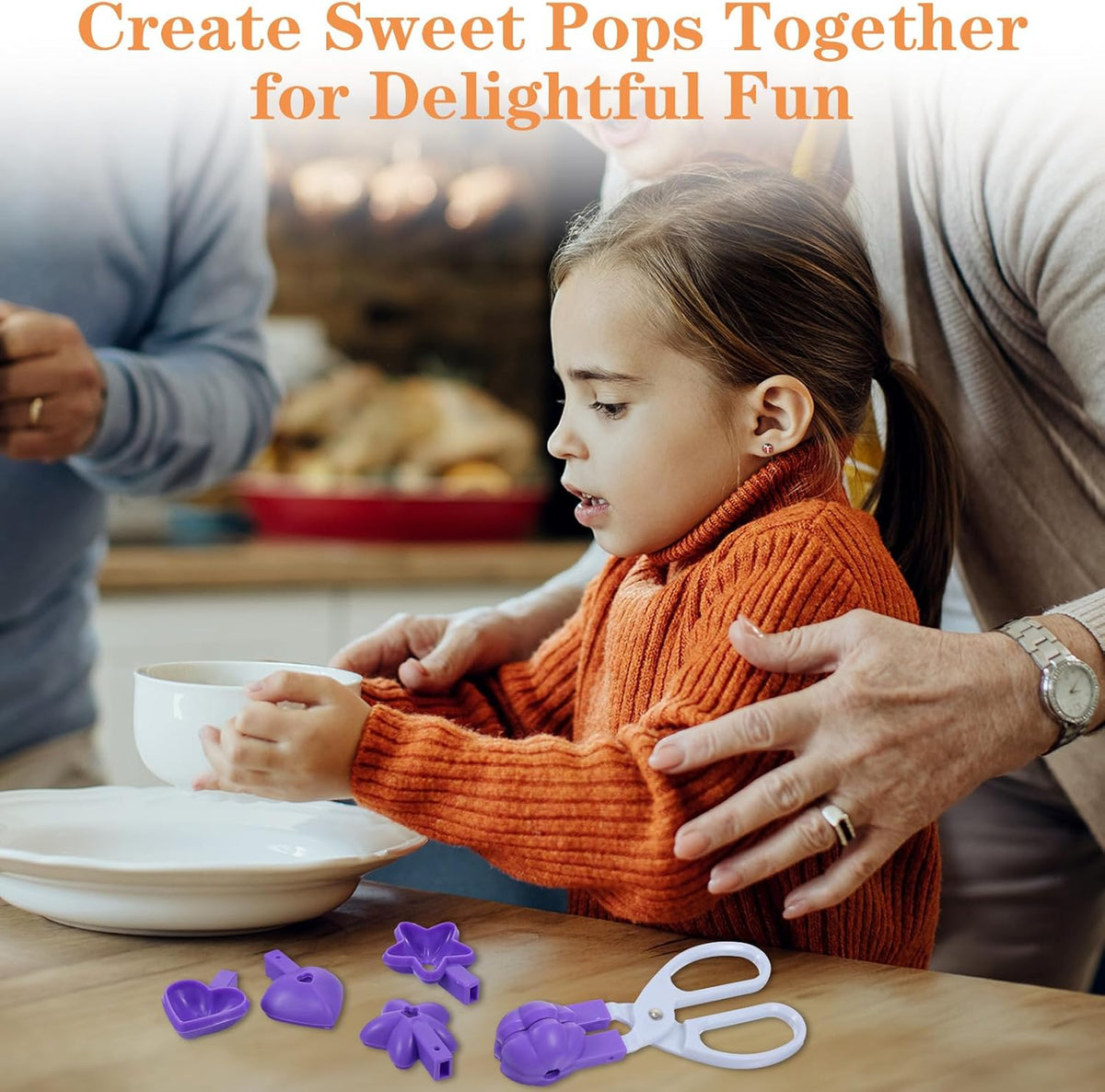 3 Set Cake Pop Molds with Detachable Anti slip Handle, Heart Flower Star Silicone Molds Kit Set, Cake Pop Mold for Lollipop Candies Chocolates