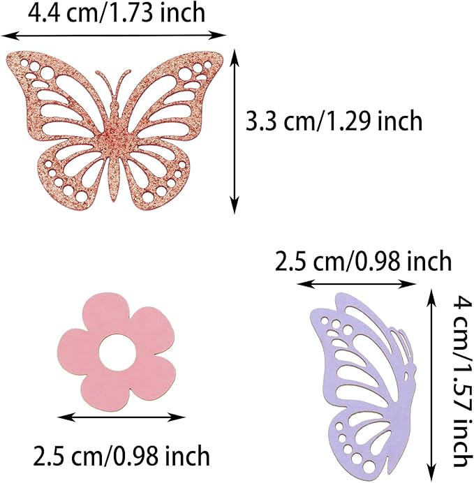 ONLYKXY 13g Butterfly Flower Table Confetti Decor Glitter Butterfly Decoration for Birthday Wedding Theme Thanks Giving Party Valentine's Mother's Day Scatter Bless Confetti (Glitter Rose Gold)