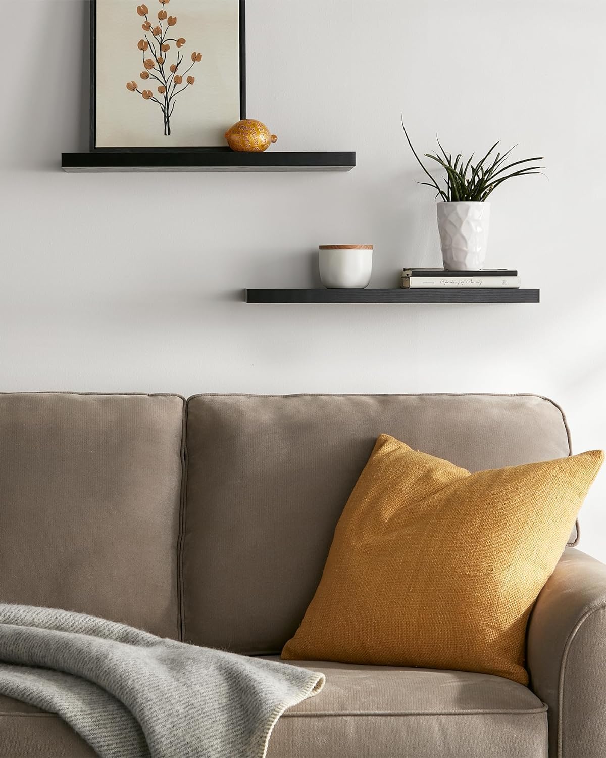 Bayka Floating Shelves, 22.5 inch Rustic Wood Wall Mounted Shelves for Bathroom, Bedroom, Living Room, Kitchen & Office