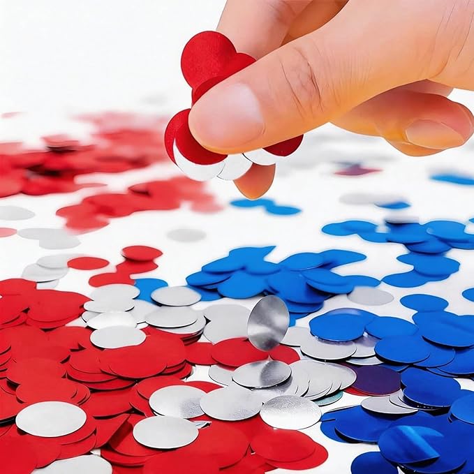 Red White and Blue Round Foil Metallic Confetti for Fill Balloons, Wedding, Birthday, Christmas Party, Festival Decoration(8000PCS)