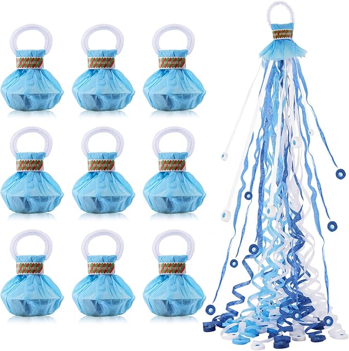 BATTIFE 10 Packs Blue Gender Reveal Streamer Poppers, Hand Throw Confetti Poppers, No Mess Paper Crackers for Baby Shower, It's a Boy Party Celebrations, Wedding, Birthday