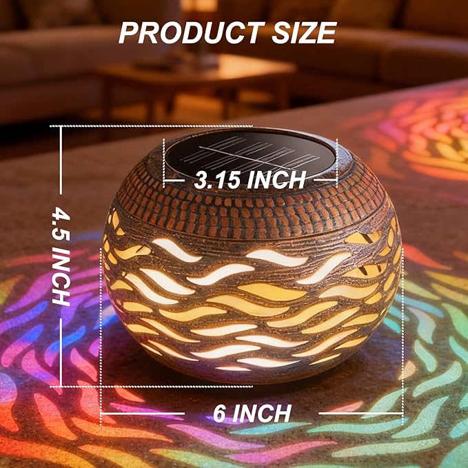 Solar Lanterns Outdoor Waterproof 2 Pack, Retro Metal Hollow Out Solar Lantern Lights with 3 Lighting Modes, Decorative Table Lanterns for Garden Yard Patio Porch , Gardening Gifts for Women Mom