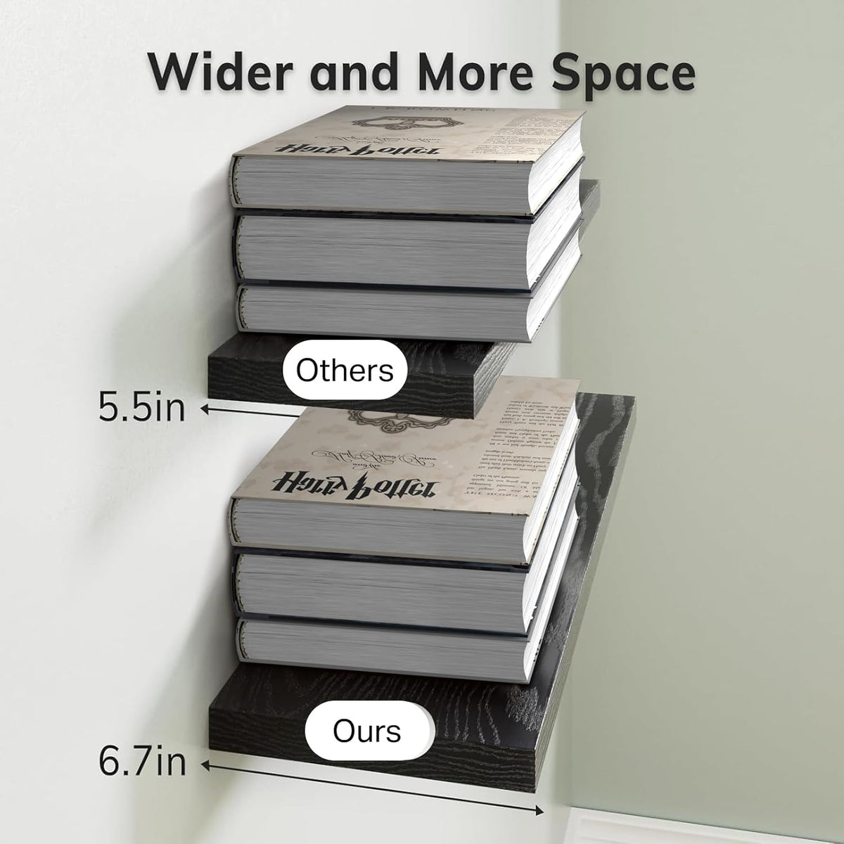 Bayka Floating Shelves, 22.5 inch Rustic Wood Wall Mounted Shelves for Bathroom, Bedroom, Living Room, Kitchen & Office