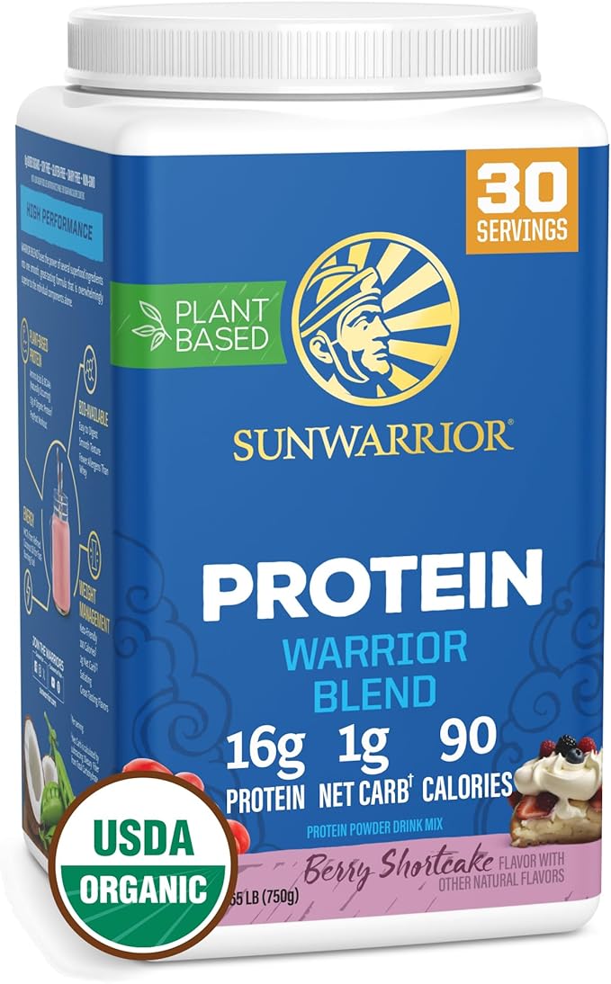 Sunwarrior Vegan Organic Protein Powder Plant-Based, Bcaa Amino Acids Hemp Seed Soy Free Dairy Free Gluten Free Synthetic Free Non-GMO