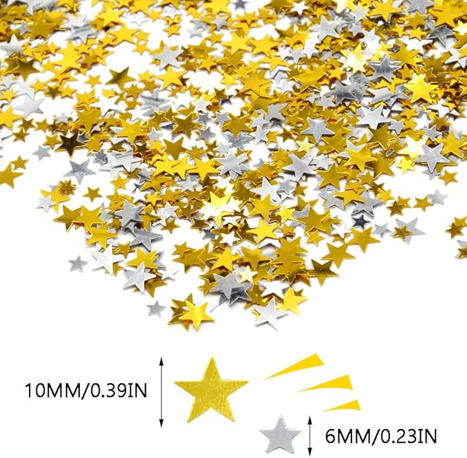 60g/2.1oz Foil Star Confetti Glitter Mixed Pack Metallic Foil Table Confetti Sparkle Sequins for Wedding,Party Decoration(Gold+Silver)