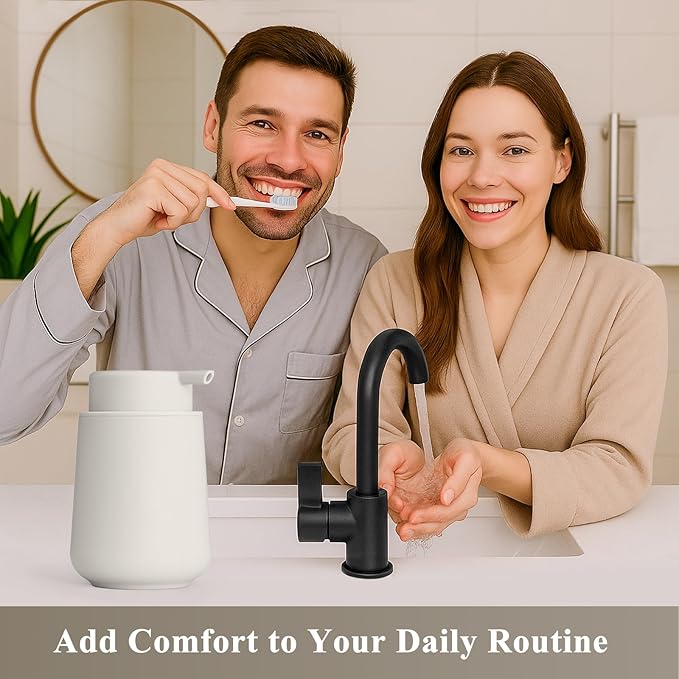 Plastic Soap Dispenser Foaming 11 oz Refillable Foam Bottle for Bathroom & Kitchen Countertops Matte Beige