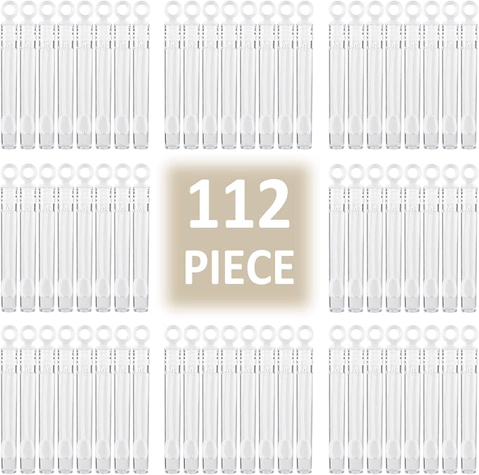112 Pack Mini Wedding Bubble Wand (White Circle Style), Ideal Party Favors for Anniversaries, Celebration Supplies, Valentine’s Day, Pool Parties, Family Reunion, and Great Gift for Couple Boy Girl