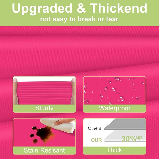 QIKSION Hot Pink Plastic Table Cloth Disposable 12 Pack, 54 x 108 Inch Tablecloths for Birthday Party, Valentines, Mothers Day Decorations, Rectangle Table Cover