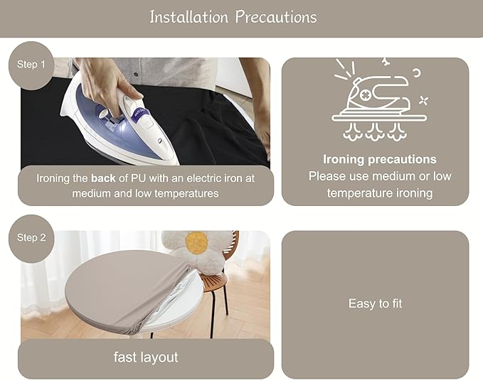 Round Fitted PU Tablecloth with High Elastic Edge 24 Inch Dia Waterproof Oil Proof Table Cloth Anti-Scald Stain-Resistant Wipeable Table Cover for Indoor Outdoor Picnic (Grey,24" Dia)