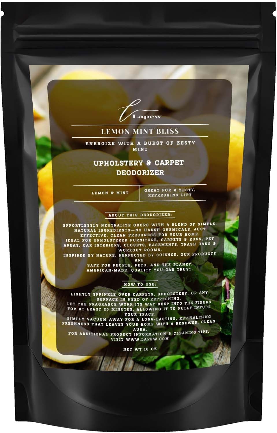 Lemon Mint Bliss Carpet Freshener Powder: Powerful Odor Eliminator for Home, Upholstery Deodorizer, Carpet Deodorizer, Pet Urine, Cat Litter Box - Lemon Mint Bliss Fragrance