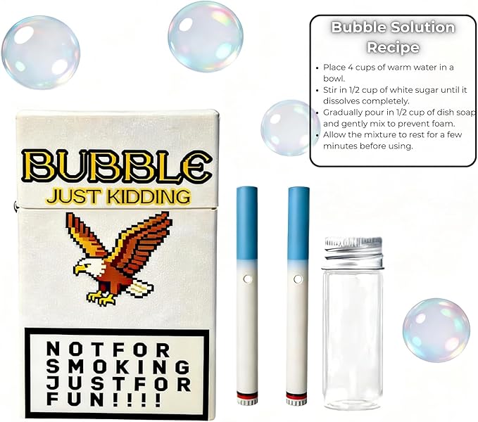 Bubble Blower Set with 2Wands and Refillable Bottle, Handheld Bubble Maker, Stress Relief Outdoor Bubble Toy, Fun Creative Gift for Men Women, FBE