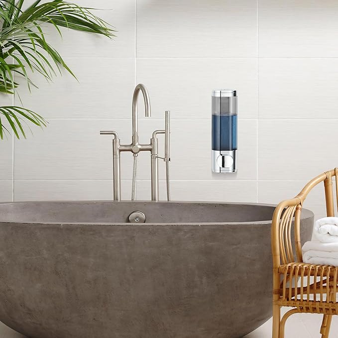 Wall Mounted Shampoo Dispenser for Shower - 1 Chamber No Drill Conditioner and Body Wash Dispenser for Bathroom, Large Capacity, Chrome