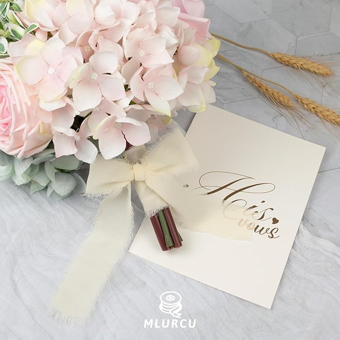 Cream Chiffon Ribbon 1-1/2 Inch x 21 Yards Handmade Fringe, Silk, Boho Frayed Ribbon - Cream for Gift Wrapping, Wedding Invitations, Bridal Flower Bouquets