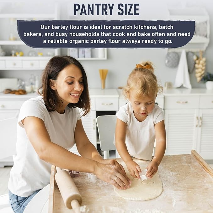 Great River Milling Organic Barley Flour, Unbleached, Unbromated, Non-GMO, Kosher, High Fiber, Nutty Flavor Perfect for Breads, Pancakes, & More, 5 Lb